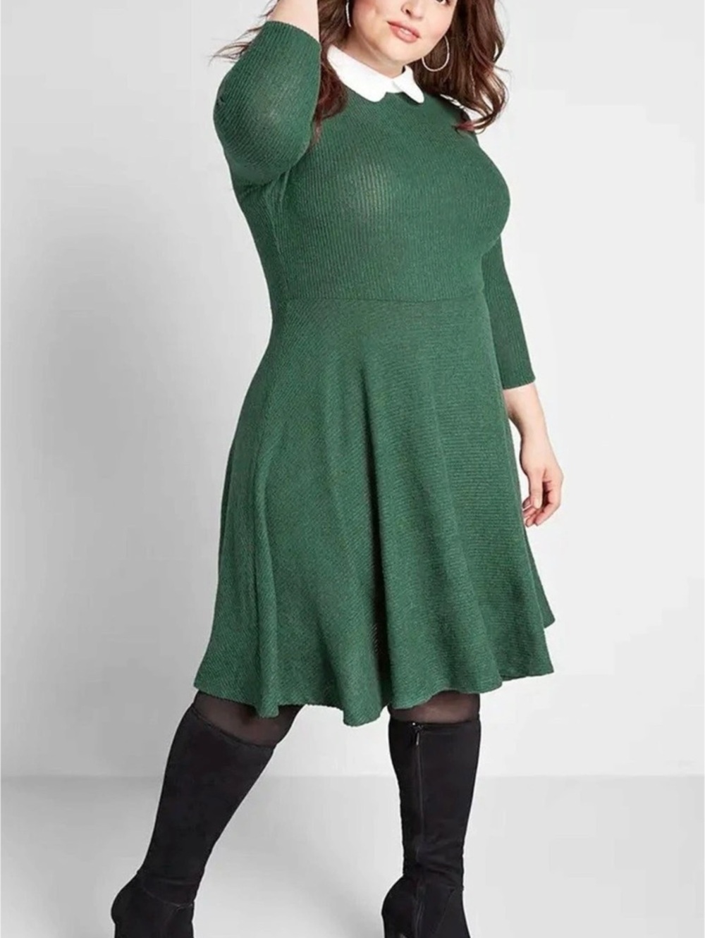 ModCloth Green Collared Midi Dress Size Large